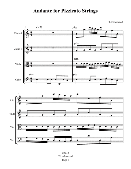Free Sheet Music Andante For Pizzicato Strings