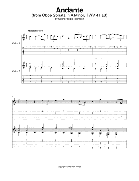 Andante From Oboe Sonata In A Minor Twv 41 A3 Sheet Music