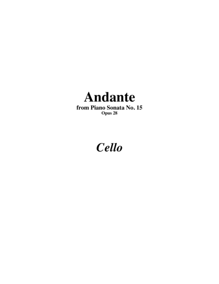 Andante From Piano Sonata 15 Arranged For String Orchestra Cello Part Sheet Music