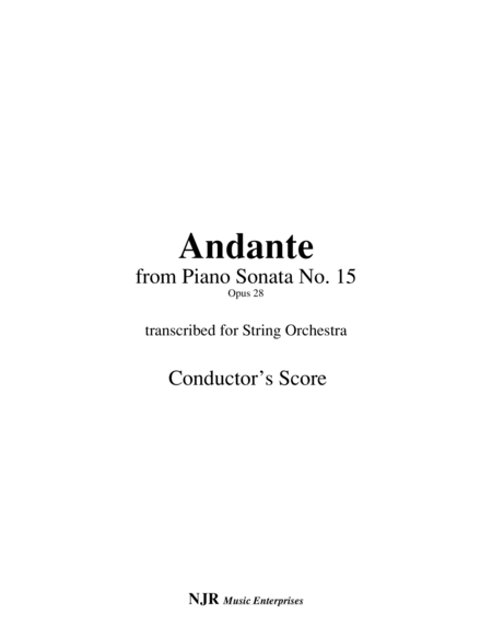 Andante From Piano Sonata 15 Arranged For String Orchestra Score Sheet Music