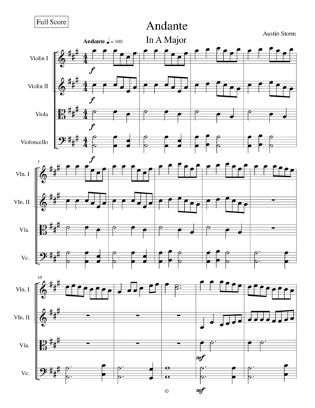 Andante In A Major Sheet Music