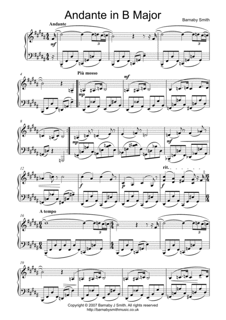 Free Sheet Music Andante In B Major