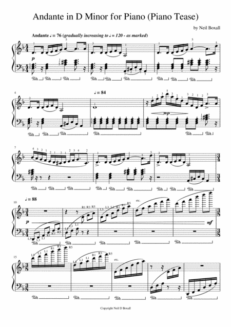 Free Sheet Music Andante In D Minor For Piano Piano Tease