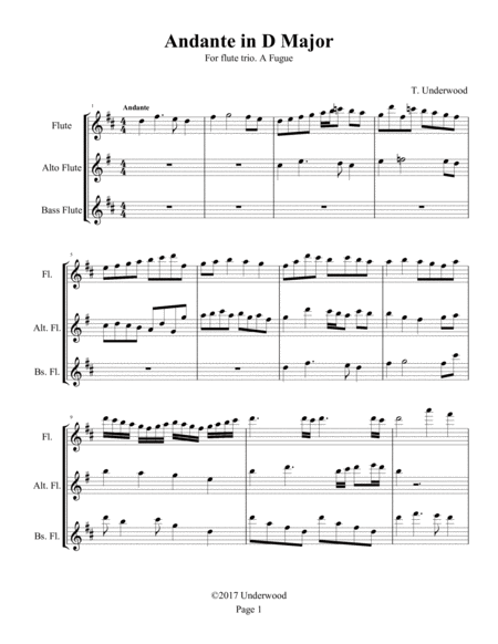 Free Sheet Music Andante In D