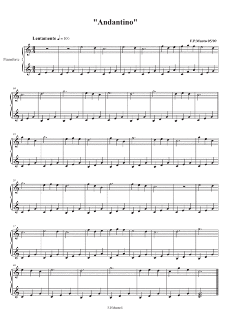 Free Sheet Music Andantino Easy Piano