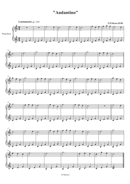 Andantino Easy Piano Sheet Music