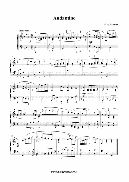 Andantino Mozart Icanpiano Style Page 1