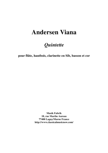 Andersen Viana Quintet For Flute Oboe Bb Clarinet Bassoon And Horn Page 1