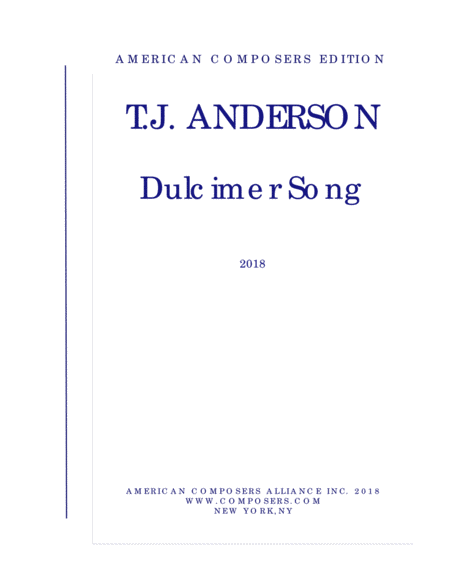 Anderson Dulcimer Song Sheet Music