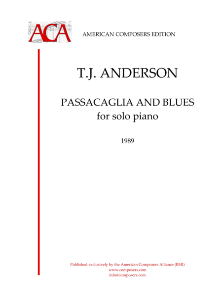 Anderson Passacaglia And Blues Sheet Music