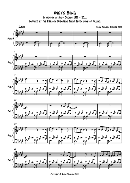 Free Sheet Music Andys Song