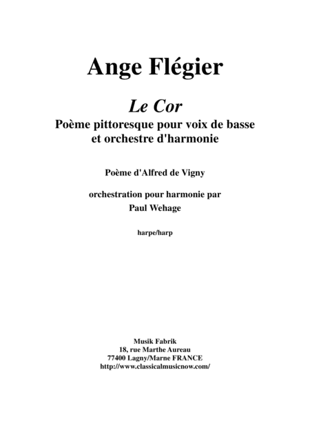 Free Sheet Music Ange Flgier Le Cor For Bass Voice And Concert Band Harp Part