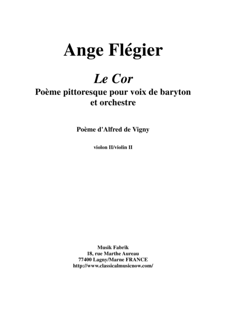 Ange Flgier Le Cor For Bass Voice And Orchestra Violin 2 Part Sheet Music