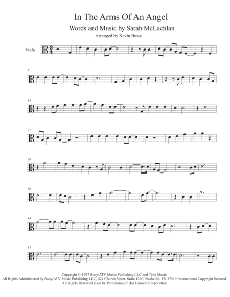 Free Sheet Music Angel Easy Key Of C Viola