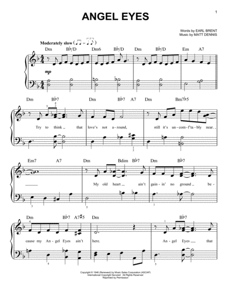 Free Sheet Music Angel Eyes