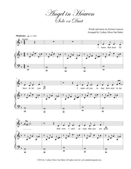 Free Sheet Music Angel In Heaven