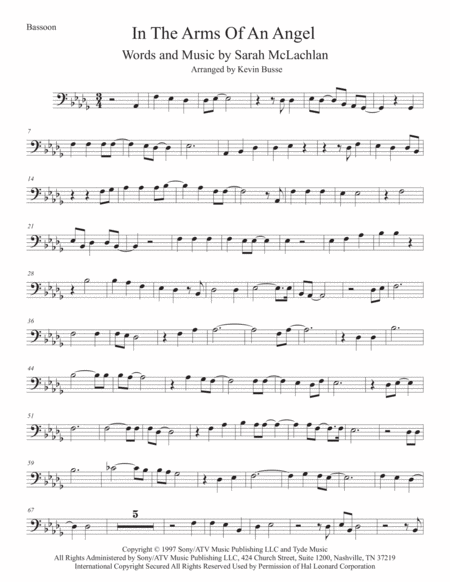 Free Sheet Music Angel Original Key Bassoon