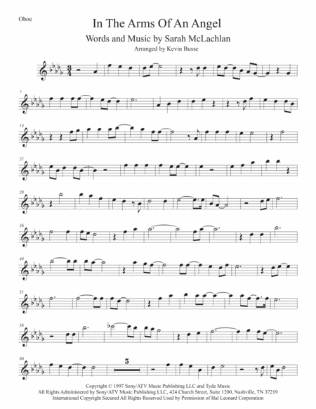 Free Sheet Music Angel Original Key Oboe