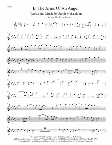 Angel Original Key Violin Sheet Music