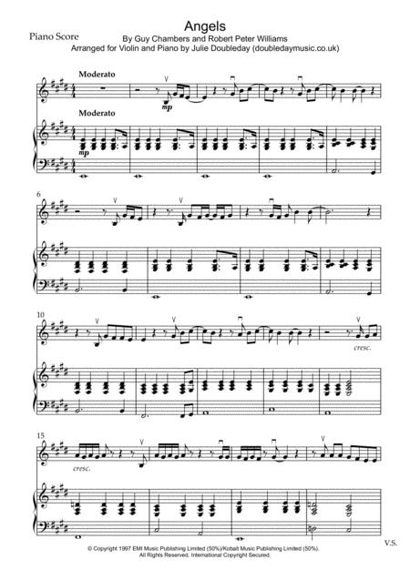 Free Sheet Music Angels By Robbie Williams Arranged For Violin And Piano