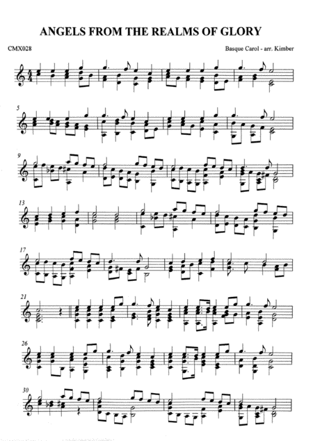 Angels From The Realms Of Glory For 2 Octaves Handbells Sheet Music