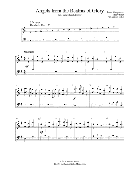 Angels From The Realms Of Glory For 3 Octave Handbell Choir Sheet Music