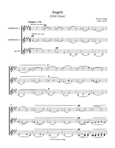 Angels Ssa Choir Sheet Music