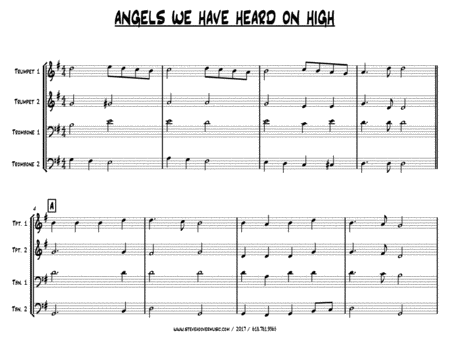 Angels We Have Heard On High Brass Quartet Easy Sheet Music