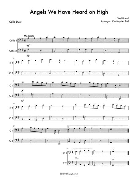 Free Sheet Music Angels We Have Heard On High Easy Cello Duet