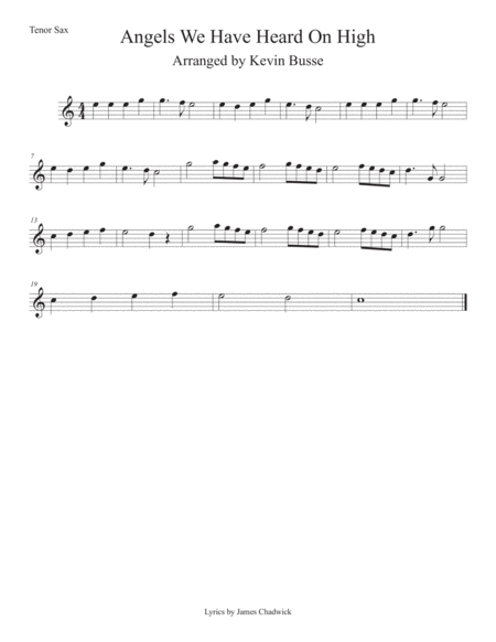 Angels We Have Heard On High Easy Key Of C Tenor Sax Sheet Music