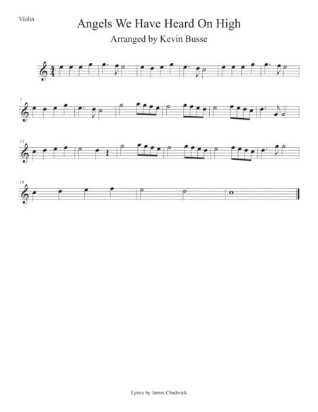 Angels We Have Heard On High Easy Key Of C Violin Sheet Music