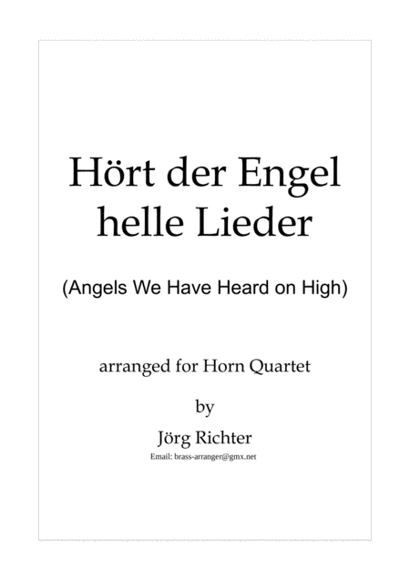 Angels We Have Heard On High Hrt Der Engel Helle Lieder For Horn Quartet Sheet Music