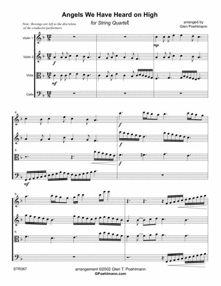 Free Sheet Music Angels We Have Heard On High String Quartet Unaccompanied