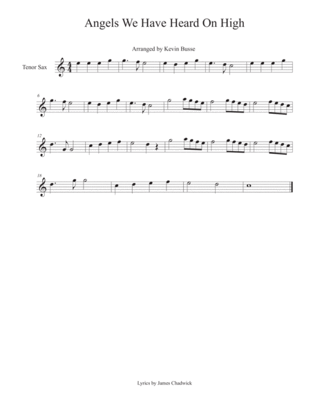 Free Sheet Music Angels We Have Heard On High Tenor Sax