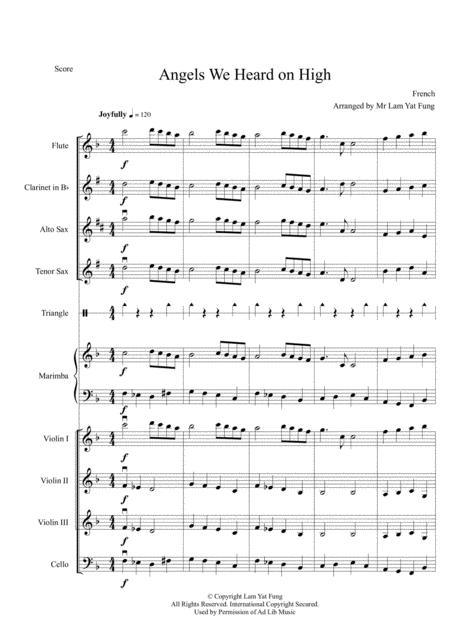 Free Sheet Music Angels We Heard On High Score And Parts For Beginner Orchestra