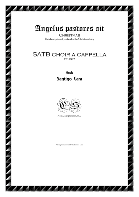 Angelus Pastores Ait Christmas For Satb A Cappella Sheet Music