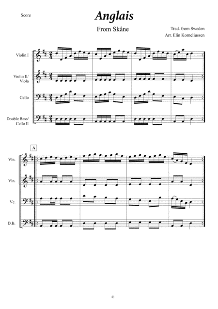 Free Sheet Music Anglais From Skne Swedish Folk Dance For Junior String Orchestra