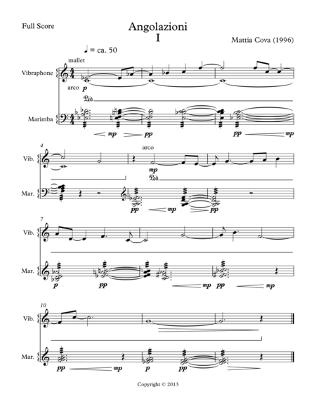 Angolazioni For Vibraphone And Marimba Sheet Music