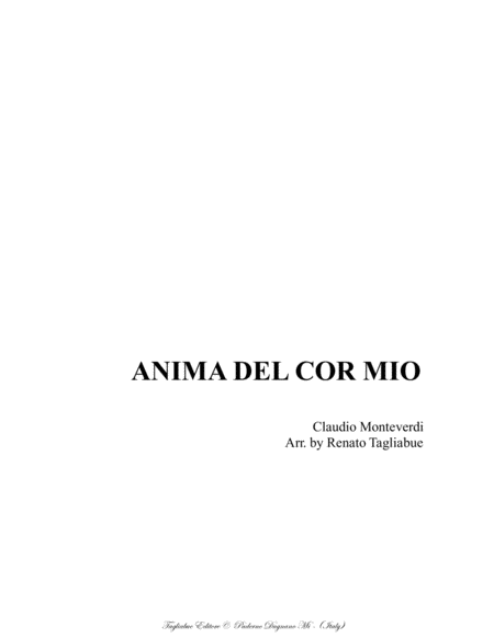 Free Sheet Music Anima Del Cor Mio C Monteverdi For Sattb Choir
