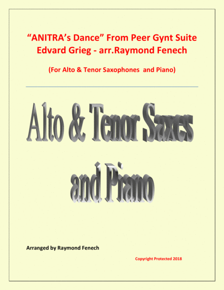 Anitras Dance From Peer Gynt Alto Tenor Saxaphones And Piano Sheet Music