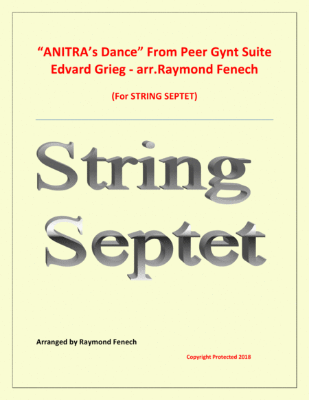 Anitras Dance From Peer Gynt String Septet 5 Violins Viola And Violoncello Sheet Music