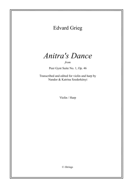 Anitras Dance From Peer Gynt Suite For Violin Harp Sheet Music