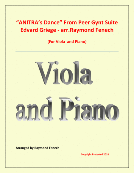 Anitras Dance From Peer Gynt Viola And Piano Sheet Music