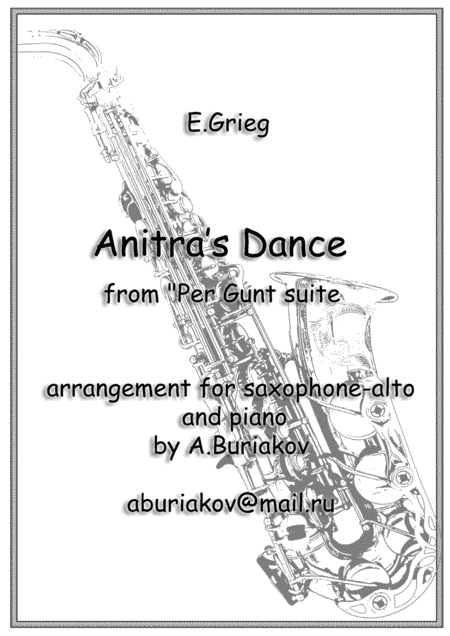 Anitras Dance From Per Gunt Suite Alto Sax Sheet Music