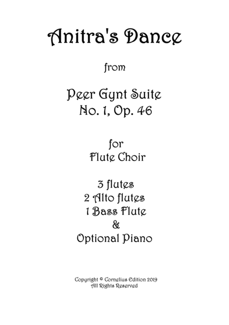 Anitras Dance Grieg Peer Gynt Flute Choir Sheet Music