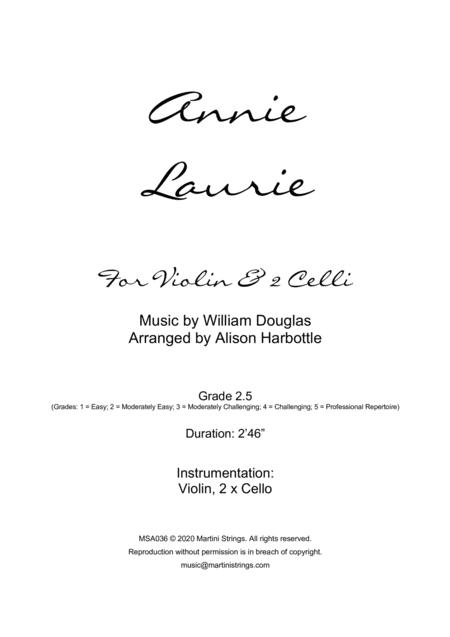 Annie Laurie Violin 2 Cellos Sheet Music