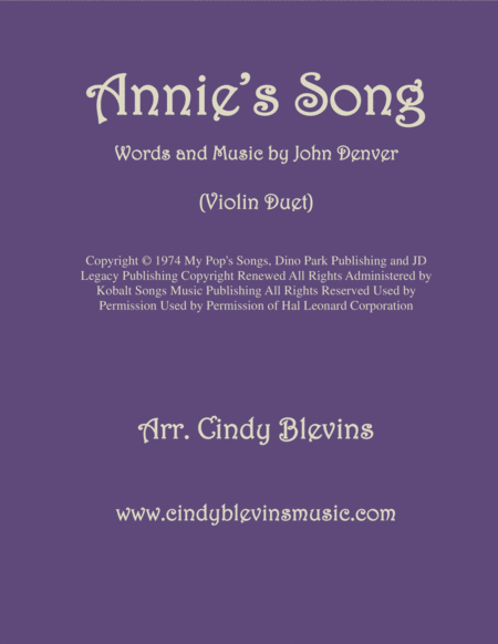 Free Sheet Music Annies Song Arranged For Violin Duet