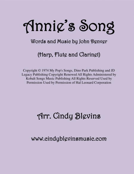 Annies Song For Harp Flute And Clarinet Sheet Music