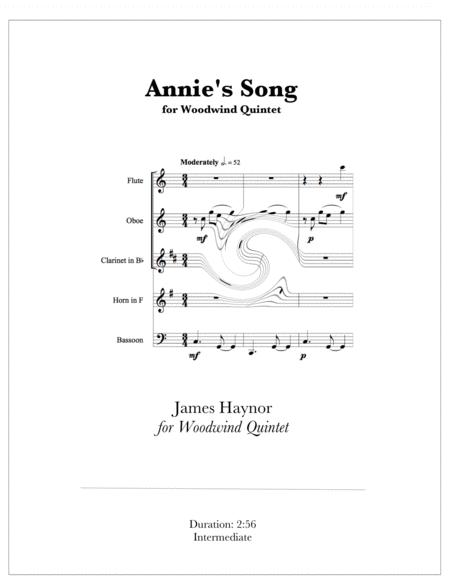 Free Sheet Music Annies Song For Woodwind Quintet