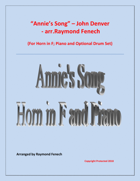 Annies Song John Denver Horn In F Piano And Optional Drum Set Sheet Music